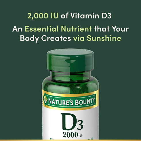 Immune 2000IU D3, 150 Nature's Bounty Vitamin D, Supports Health & Bone Health, Vitamin Softgels