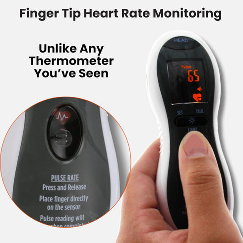 MOBI Ultra Pulse Digital Thermometer - Ear & Forehead Indicator, Pulse Rate Monitor, Talking Fever Monitor for All Ages