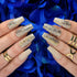 Hypnaughty 24 Pcs Vegas Gold and Nude Luxury Coffin Press On Fake Nails with Glitter Design and Glue, Ombre Glitter