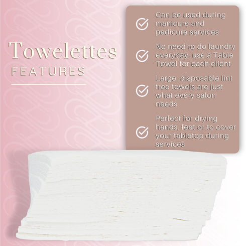 Professional Nail Paper Towels - Tammy Taylor Lint Free Towelettes | 100pcs Disposable Nail Napkins for Manicures