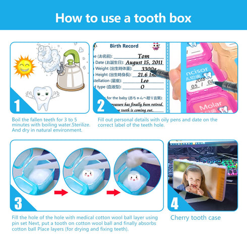 Tooth Fairy Box, Keepsake Tooth Holders for Kids, Tooth Container Box Gift, 2 PCS for Storing Baby's Lost Teeth