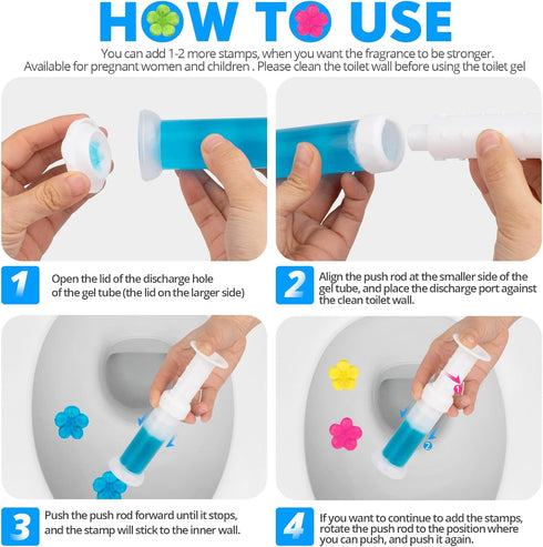 Toilet Gel Stamp Kit, 60 Count, 5 Kinds of Scent Toilet Cleaner Bowl Gel, Air Freshener