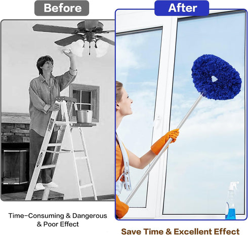 Ceiling Fan Cleaner Duster - Reusable Microfiber Blade Cleaner with Extension Pole, Adjusts 13 to 49.7 Inch