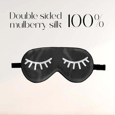 ZIMASILK 100% Natural Silk Sleep Mask, Adjustable Super-Smooth Soft Eye Mask for Sleep with Bag (Eyelashes)