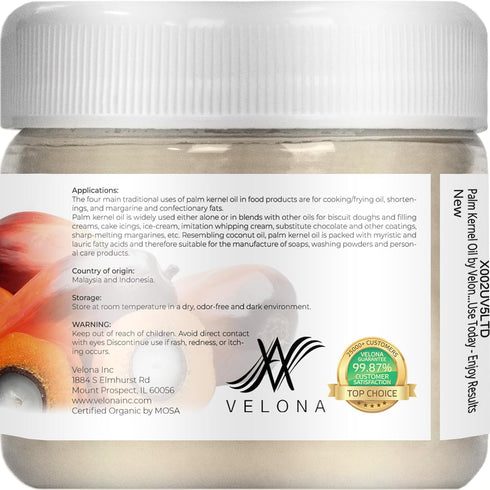 velona USDA Certified Organic Palm Kernel Oil - 2 Fl Oz, 100% Pure Carrier Oil for Skin Care
