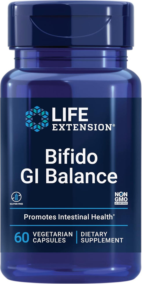 Life Extension Bifido GI Balance, Probiotics Bifidobacterium Longum BB536, 2 Billion CFU, 60 Capsules