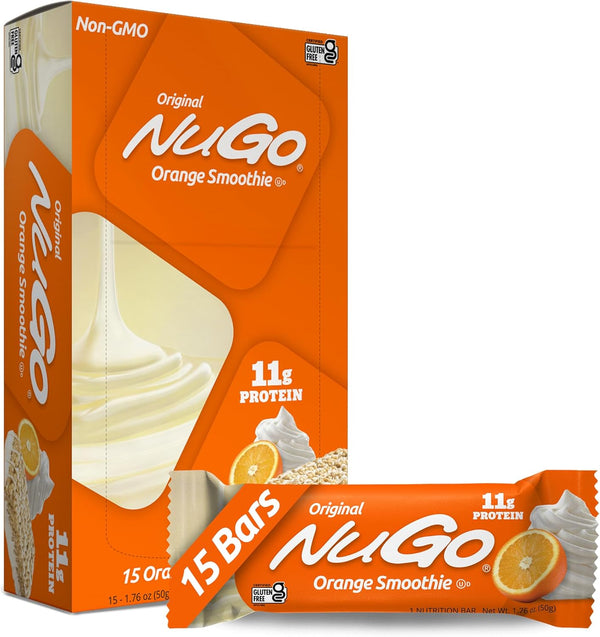 NuGo Protein Bar, Orange Smoothie, Gluten Free, 11g Protein, 15 Count