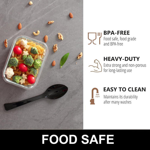 Disposable Plastic Spoons, 9 Inch, 20 Count, Heavy Duty Bulk Serving Utensils Set, Food Safe, BPA Free, Black