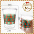 Tiangrid 100 Pack 16 oz Red and Green Plaid Plastic Cups Disposable Checkered Spring Party Cups Bulk for Picnic Rustic
