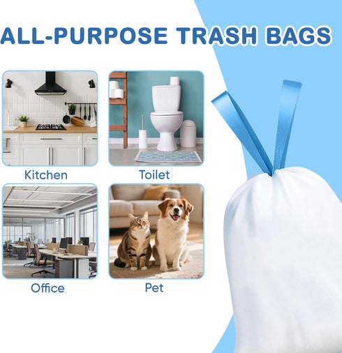HHXI 100Ct 4 Gallon Small Trash Bags, Blue Ocean Garbage Bags, Scented Trash Bags, Odor Resistant with Drawstring