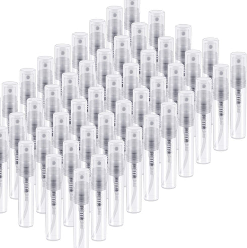 Thyores 50pcs Mini Perfume Atomizer, Clear Plastic Spray Bottle, Portable Fragrance Spray Bottle - 3ml