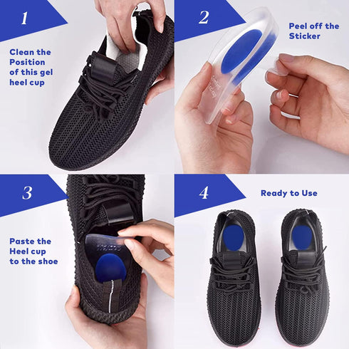 MEDCA Silicone Gel Heel Cushion Pads - Shoe Inserts for Plantar Fasciitis, Sore Heel, Bone Spur & Achilles Pain Relief,