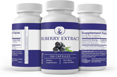 Pure Original Ingredients Bilberry Extract, 100 Capsules | Always Pure, No Additives Or Fillers