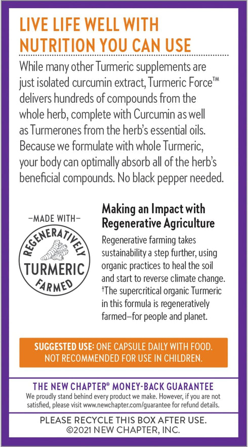 New Chapter Turmeric Supplement, One Daily for Heart, Brain & Healthy Inflammation Support, 60 Count