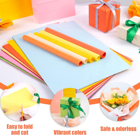 Shindel 330 Sheets Multicolor Tissue Paper 14 x 10 Inch Bulk Wrapping Tissue Paper for Gift Bags DIY Crafts