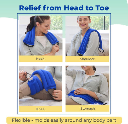 Microwavable Heating Pads for Lower Back, Neck, Shoulder Pain Relief, Moist Microwave Hot Pack, Blue-Lavender