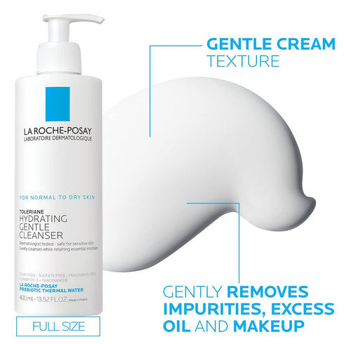 La Roche-Posay Toleriane Hydrating Gentle Face Cleanser, Niacinamide & Ceramides, Fragrance Free for Sensitive Skin