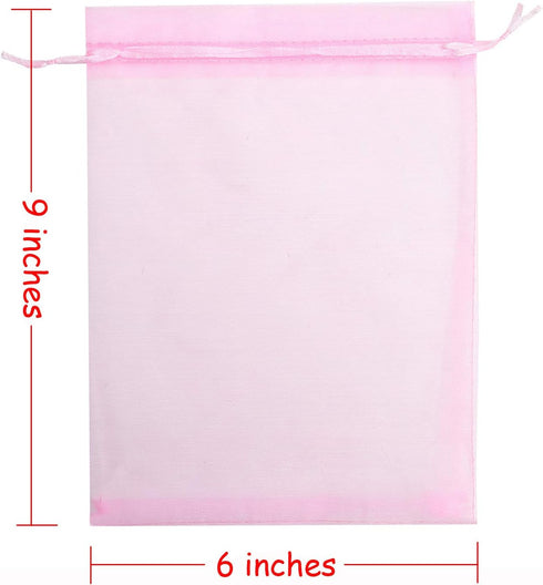 Volanic Sheer Drawstring Organza Gift Bag Jewelry Pouch, 6X9 Inch (17X23 CM), Party Wedding Favor Candy Mini Bottle