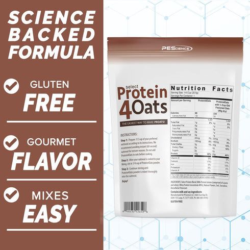 PEScience Select Protein4Oats - Maple and Brown Sugar, 12 Servings, Whey and Casein Blend for Oats