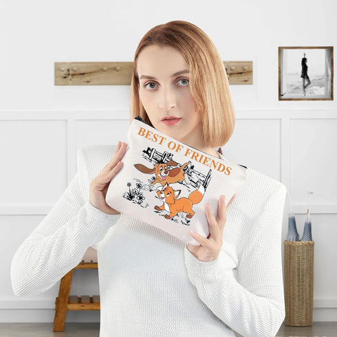 WZMPA Fox Movie Cosmetic Bag, Tod and Copper Fans Gift, Best of Friends Zipper Pouch