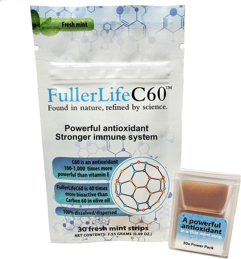 Carbon 60 Antioxidant Dissolvable Strips | Immunity Booster | Pure 99.99% C60 Solvent Free, Fully Dissolved & Dispersed