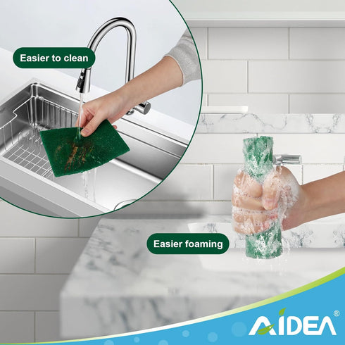 AIDEA Heavy Duty Scouring Pads, Reusable Dish Scrubber Pads for Household and Kitchen, 24 Pack, 5.5in*3.5in