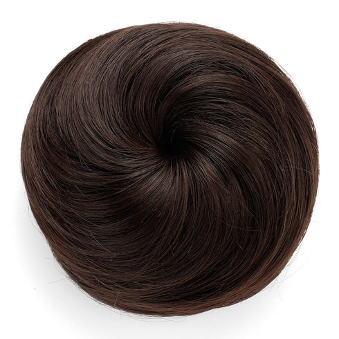 Onedor Chignon Donut Bun Wig Hairpiece, Synthetic Fiber Hair Extension, 6# Medium Chestnut Brown