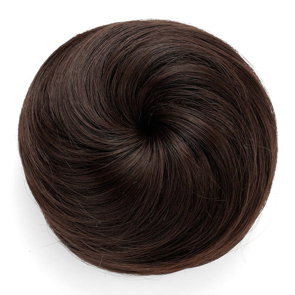Onedor Chignon Donut Bun Wig Hairpiece, Synthetic Fiber Hair Extension, 6# Medium Chestnut Brown