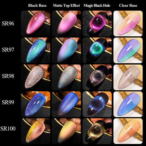 MEET ACROSS 9D Cat Eye Gel Nail Polish Set - 6 Colors Soak Off UV LED Light Magnetic Gel Kit with Free Magnet Stick