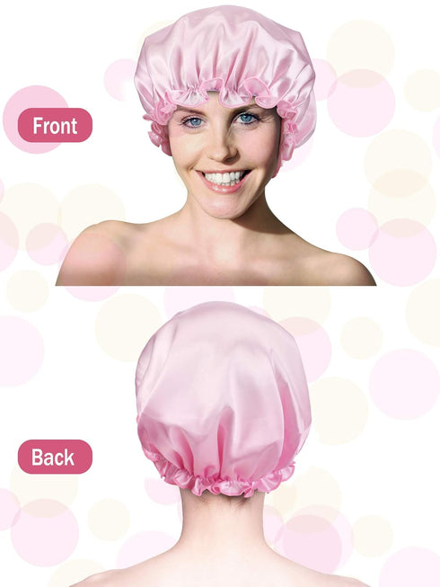 Syhood 6 Pieces Sleep Cap Satin Bonnet, Soft Elastic Night Hair Cover for Women in Navy Blue, Blue, Pink