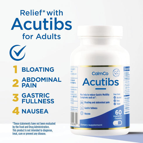 Acutibs, Vegetarian Capsules, Artichoke & Ginger Extracts, May Relieve Gastric Discomfort*, Anti-Nausea, Combats Abdominal Pain and Bloating, Natural Digestive Relief, 60 Count.
