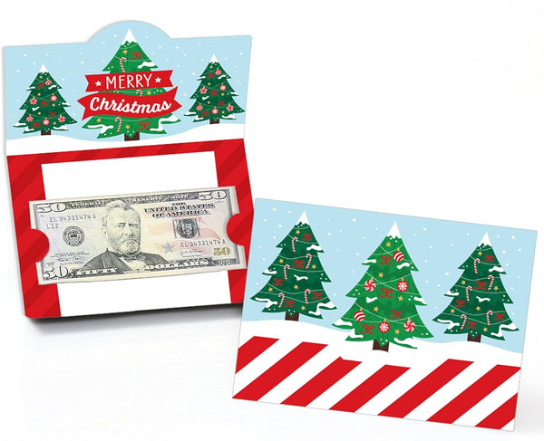 Big Dot of Happiness Snowy Christmas Trees - Classic Holiday Party Money
