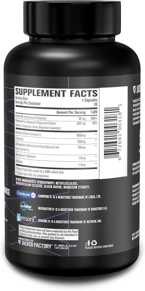 Jacked Factory Lean PM Max - High-Performance Fat Burner & Sleep Support for Men and Women (120 Diet Pills)