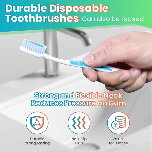 Bulk Toothbrushes 35 Pack - Individually Wrapped Toothbrushes for Adults & Kids, Disposable Medium Soft for Travel