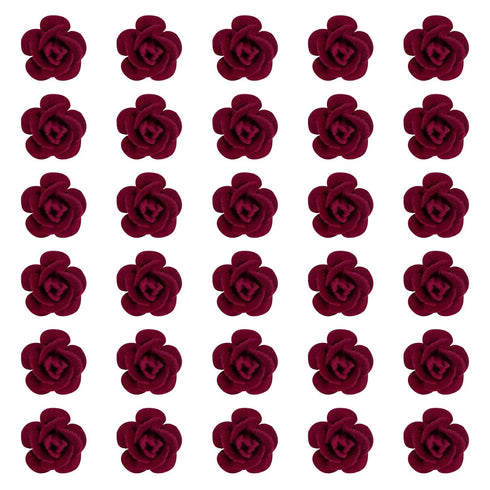 Wecoe 30 Pcs Small Dark Red Rose Flower Hair Clips, Cute Decorative Hair Clips for Girls, Kids Baby Toddler Wedding
