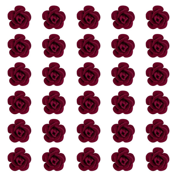 Wecoe 30 Pcs Small Dark Red Rose Flower Hair Clips, Cute Decorative Hair Clips for Girls, Kids Baby Toddler Wedding