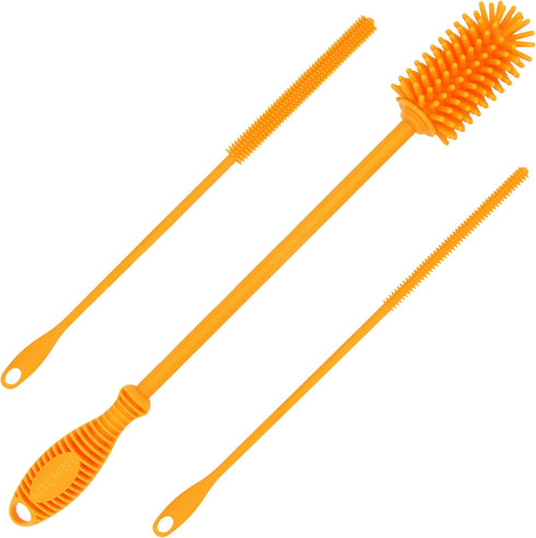 Kitchiny 12.5" Silicone Bottle Brush & Straw Cleaner Brush Set | Water Bottle