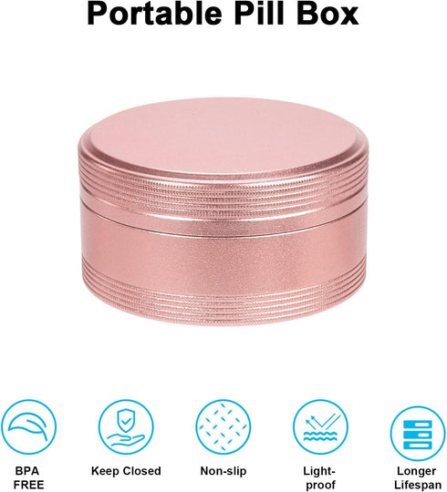 Metal Pill Container, Waterproof Pill Box for Daily Travel, Portable Medicine Organizer for Pocket Purse, Ideal for