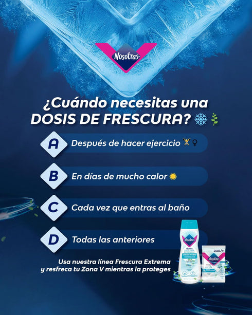 Nosotras Set (6.76oz 200ml) Feminine Wash Intimate Soap And Wet Wipes Peppermint | Kit Jabon Intimo y Paitos Humedos