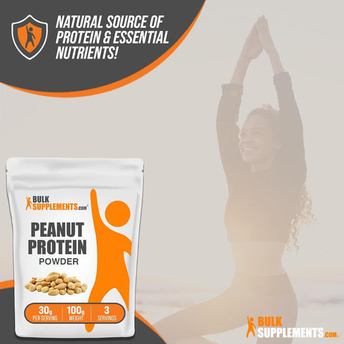 BulkSupplements.com Peanut Flour Protein Powder - Deffated Gluten Free Peanut Protein Flour, 30g per Serving