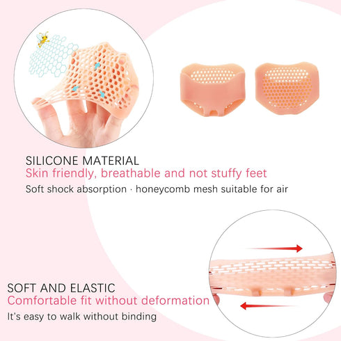 7 Pairs Metatarsal Pads, Reusable Breathable Gel Forefoot Cushions for Pain Relief for Men and Women