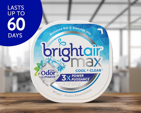 Bright Air Max Odor Eliminator Gel, Biobased Air Freshener, Cool and Clean Scent, 8 Oz Each, 6 Pack