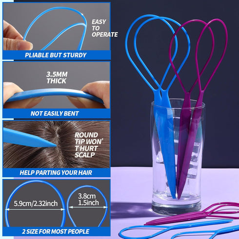 Teenitor Tail Hair Loop Styling Tool, Large + Small Hair Pull Through Tool for Women
