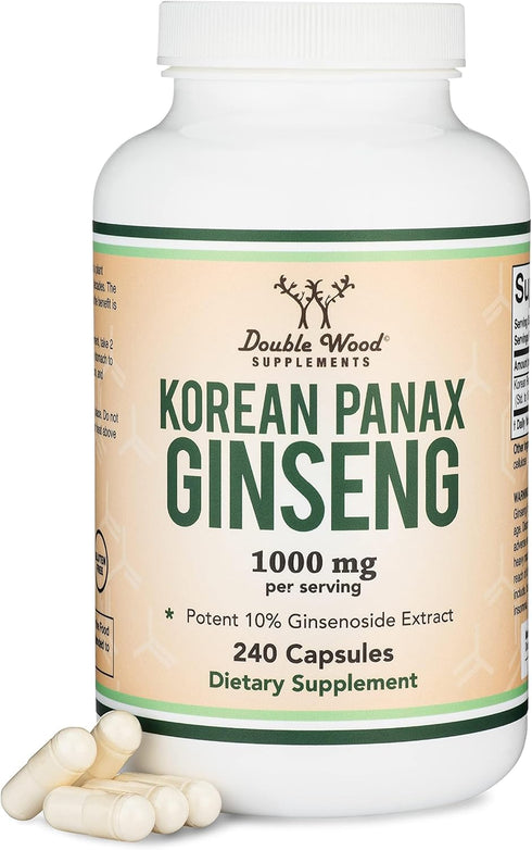 Ginseng Capsules (Korean Red Ginseng Extract, Panax Ginseng 10% Ginsenosides) (4 Month Supply) 240 Vegan Capsules