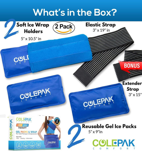 Hot & Cold Ice Packs for Injuries, Reusable Gel (4 Pc Set) for Pain Relief, Joint Muscle Soreness, Swelling