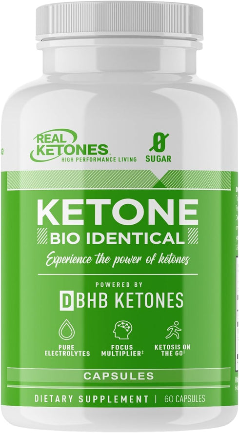 Real Ketones BHB Exogenous Ketones Keto Pills - Enhanced Energy Performance & Rapid Ketosis, Caffeine Free (1 Month)
