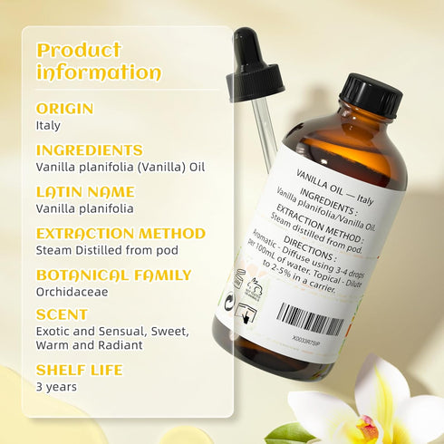 EVOKE OCCU Vanilla Essential Oil - 4 Fl Oz (118ml) - Pure Oil for Skin, Diffuser & Aromatherapy