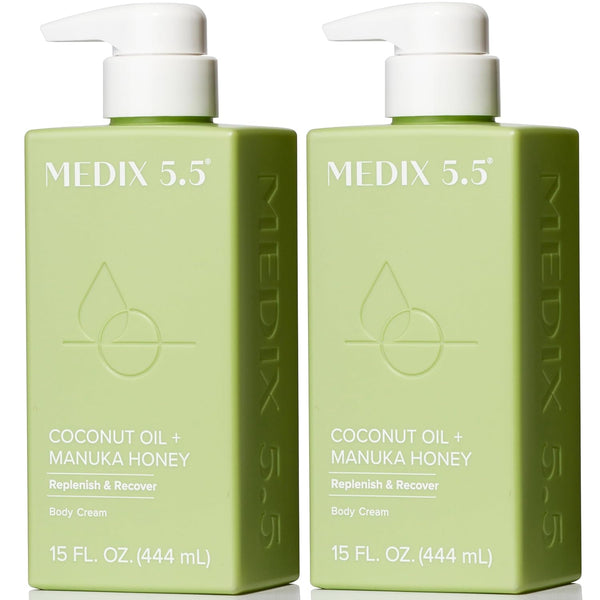 MEDIX 5.5 Coconut Oil Lotion with Manuka Honey Cream for Face & Body, Firming Coconut Oil, 2-Pack