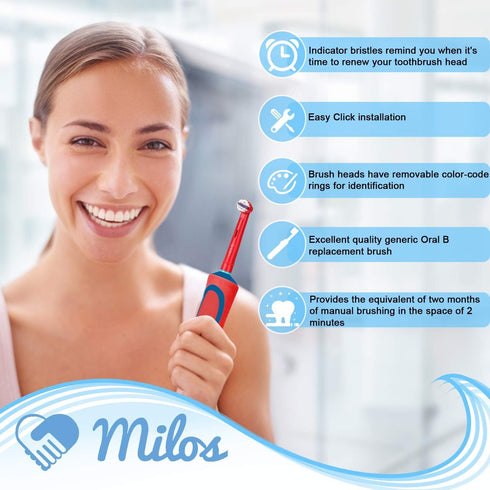 Kids Replacement Toothbrush Heads - 16 Pack Milos Extra Soft Bristles Compatible with Oral B Electric Braun