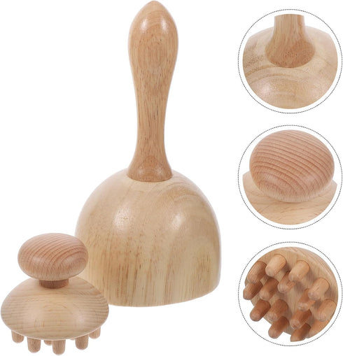 Set 2pcs ARTIBETTER Wooden Torch Octopus Massage Tool for Neck and Shoulder Muscle Relaxation, Manual Back and Scalp